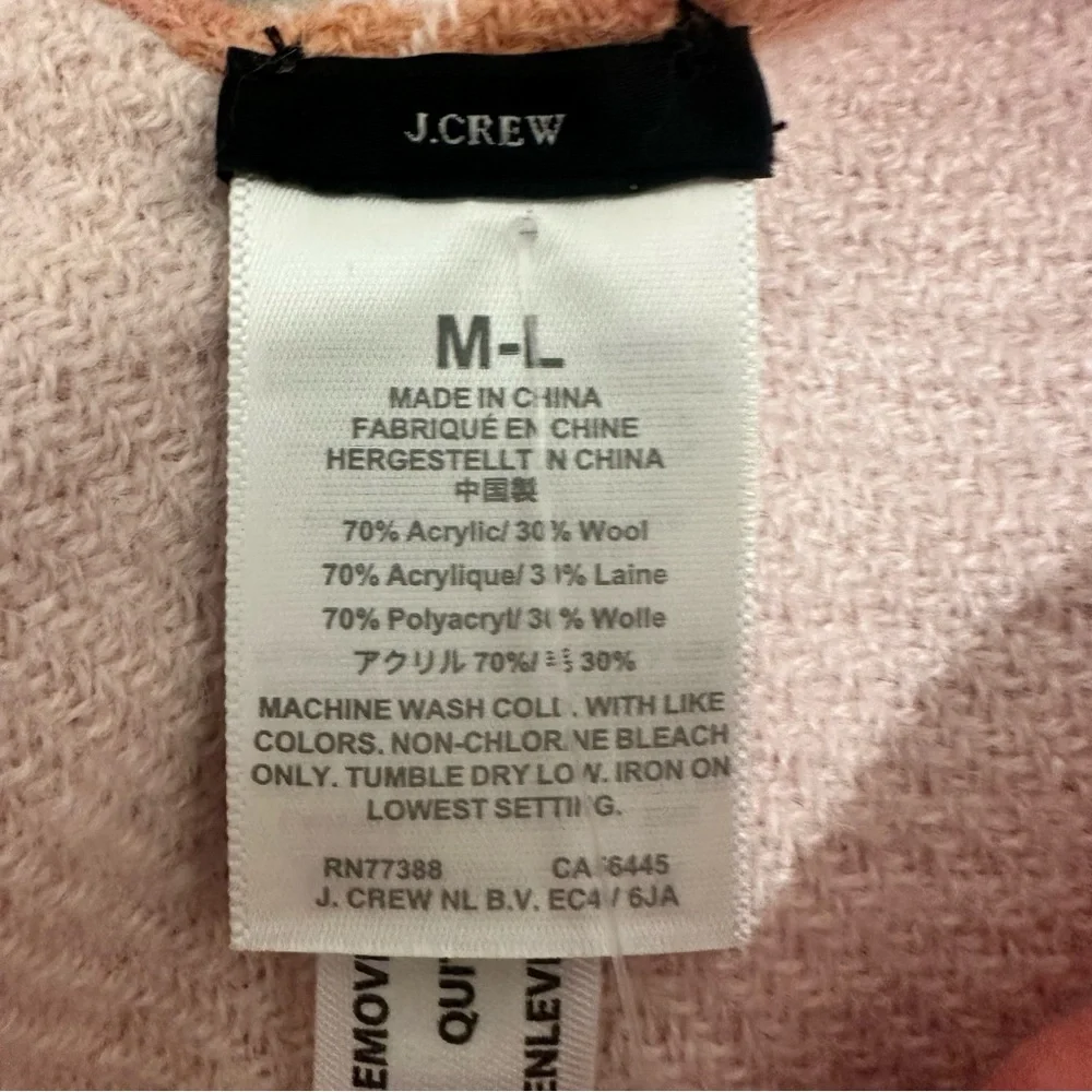 J Crew Pink Plaid Reversible Blanket Poncho Wrap Size M/L NWT - Picture 9 of 9